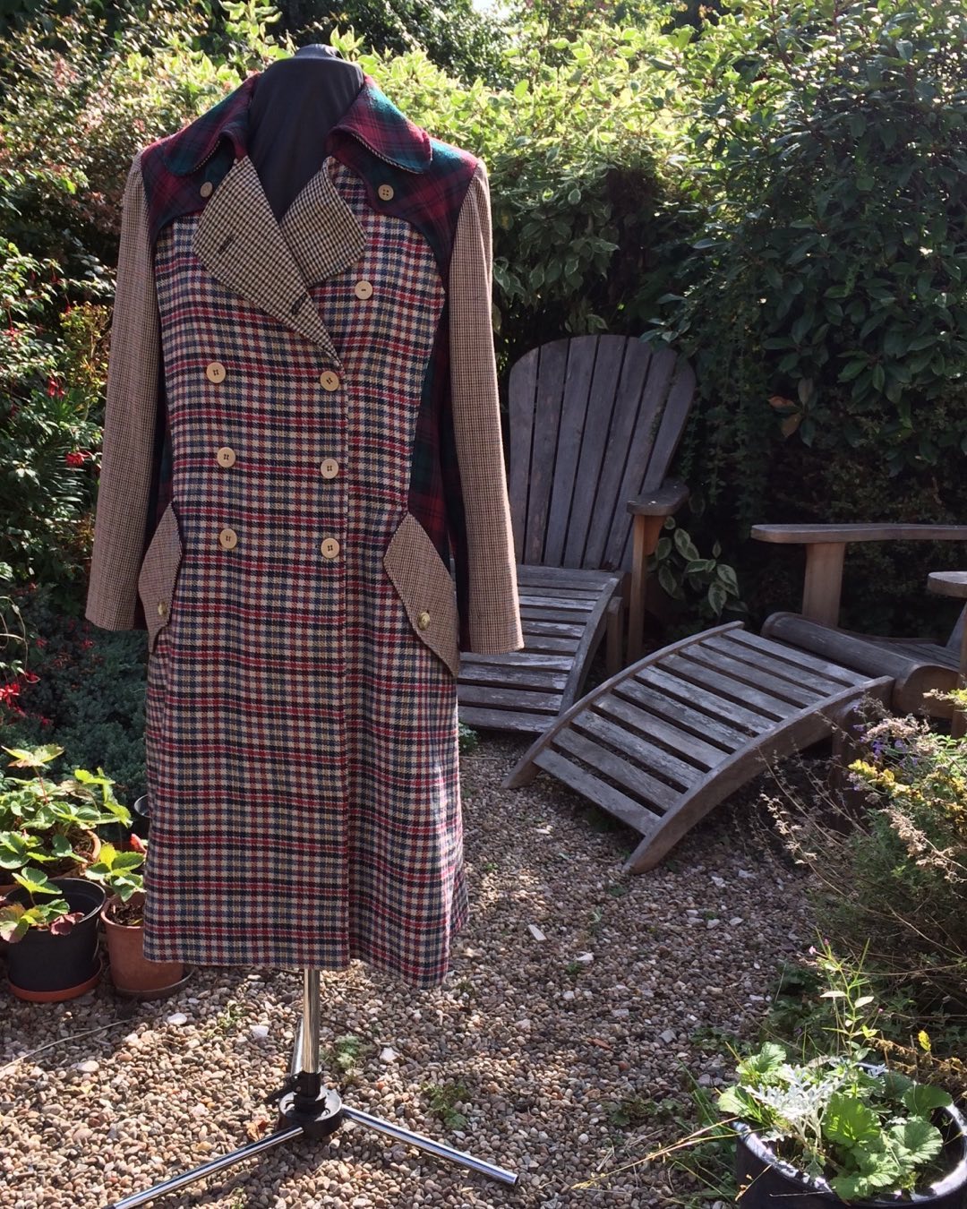 Coat made from recycled skirts and trousers